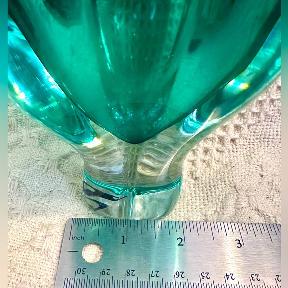 Sklo Union Chribska Glassworks 'Cats Head' Vase by Josef Hospodka Green & Amber - Picture 13 of 16